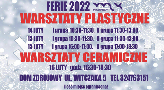 Ferie 2022 - Warsztaty plastyczne i ceramiczne